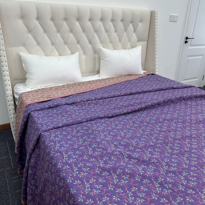 Organic Cotton Reversible Floral Quilt | Eco-Friendly & Soft | Available in Full, Queen, King Sizes