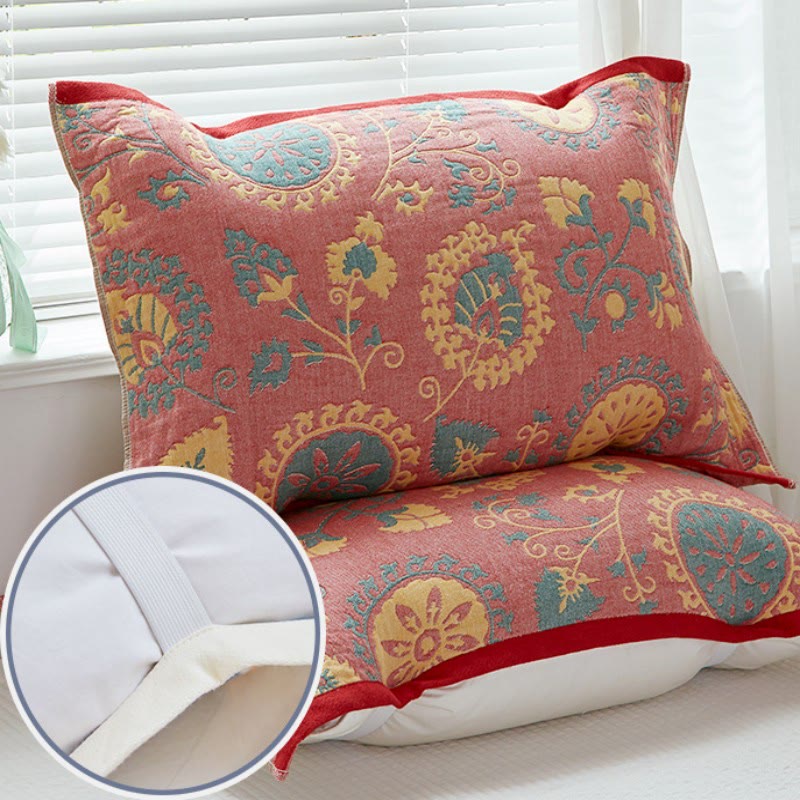 Floral Print Pillow Towels | Cotton Gauze | Set of 2