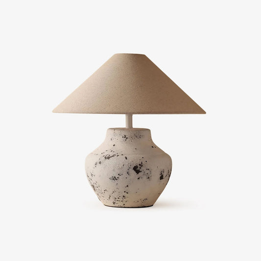 Distressed Table Lamp | Ceramic Base | White