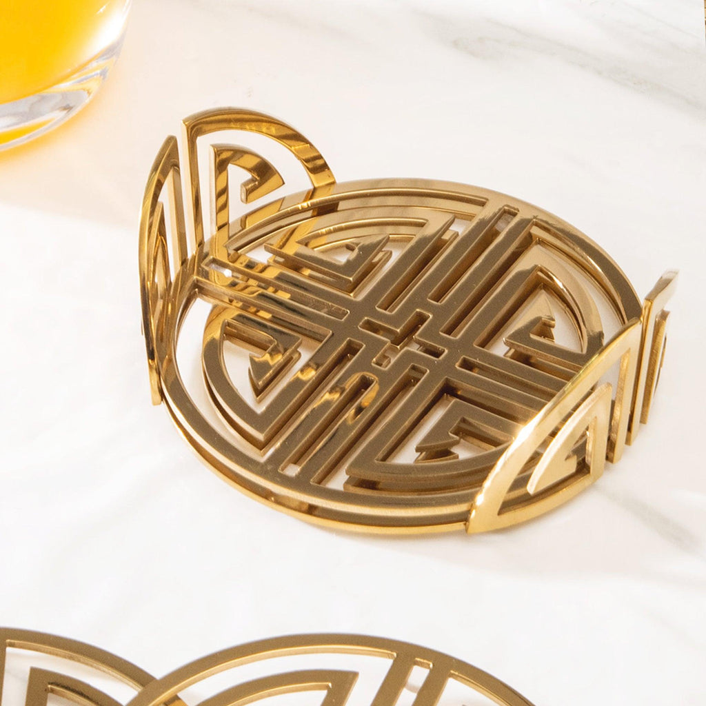 Steel Coaster Set | Elegant Round Design | Set of 4 with Stand