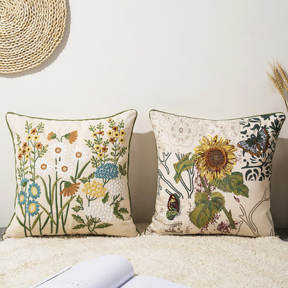 Vintage Flower Pillow Case | High-Quality Flax | Elegant Design