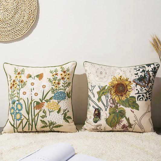 Vintage Flower Pillow Case | High-Quality Flax | Elegant Design