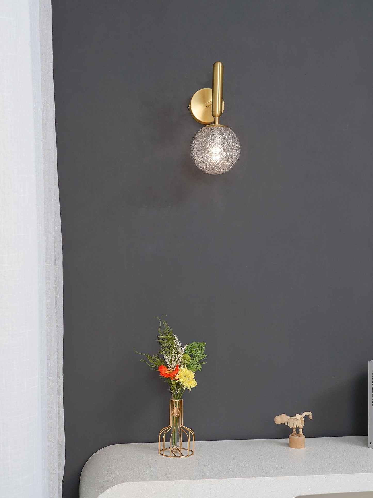Nordica Wall Lamp | Brass & Glass | Clear & White Shades