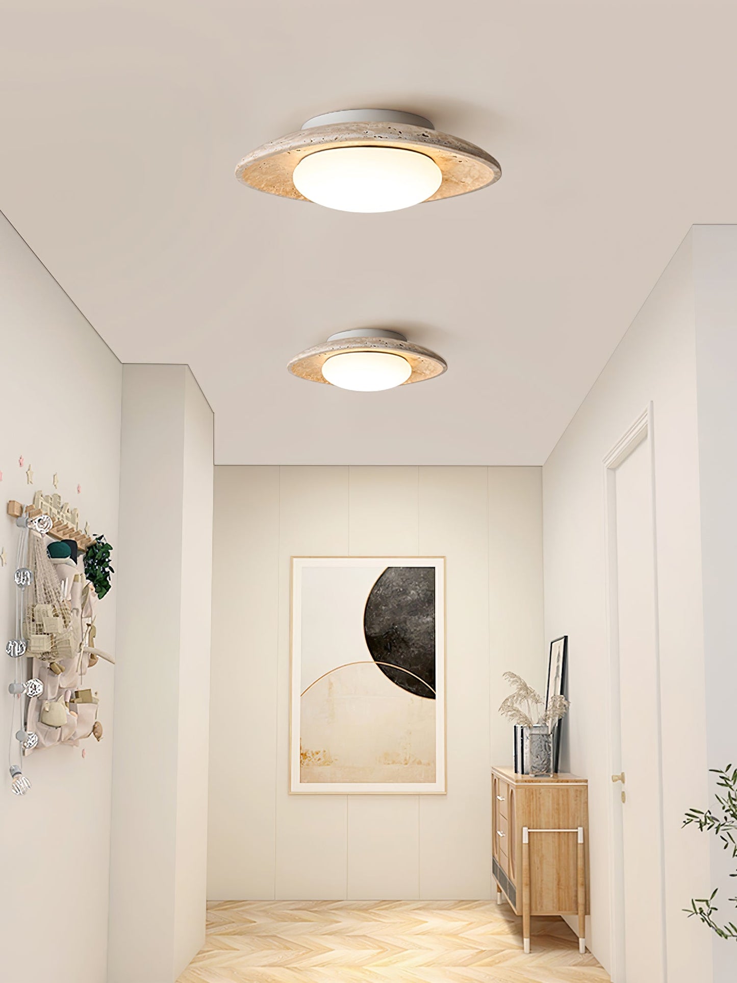 Luma Ceiling Light | Travertine Stone | Yellow