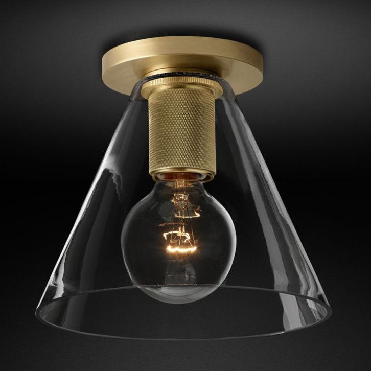 Flush Mount Ceiling Light | Brass & Clear Glass | Minimalist Design