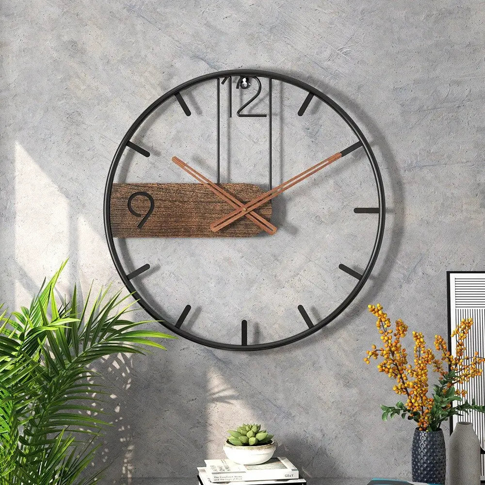 Horloge Murale | Acier et Noyer | EleganceTime