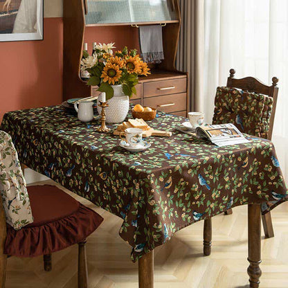 Pastoral Table Cover | Polyester Flower & Bird Print | Multiple Sizes