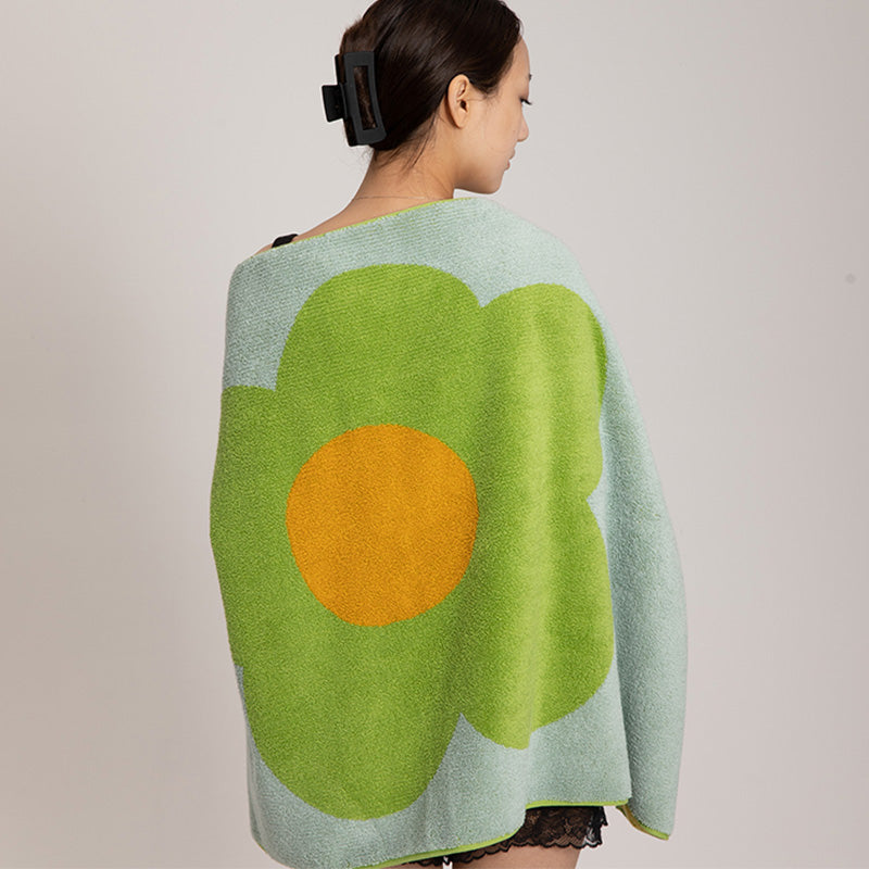 Flower Pattern Cotton Bath Towel | Breathable & Soft | 70cm x 140cm