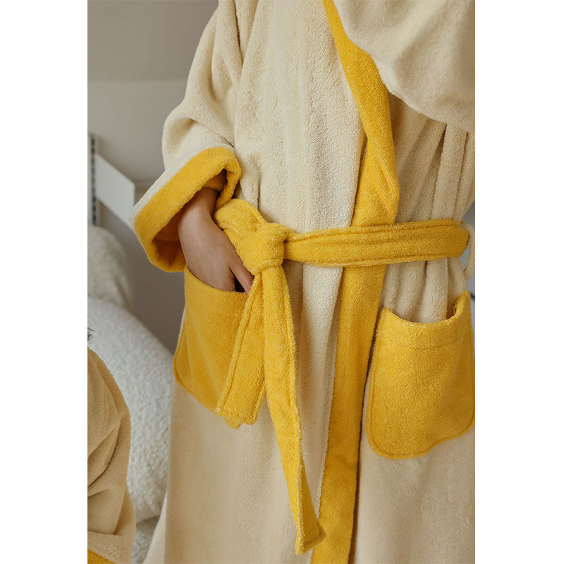 Flower Colorblock Hooded Bathrobe | Soft Cotton Fabric | Kids & Adults Sizes