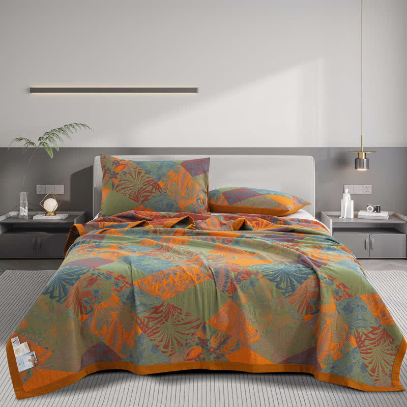 Cotton Gauze Quilt | Organic Cotton | Summer Leaf Pattern