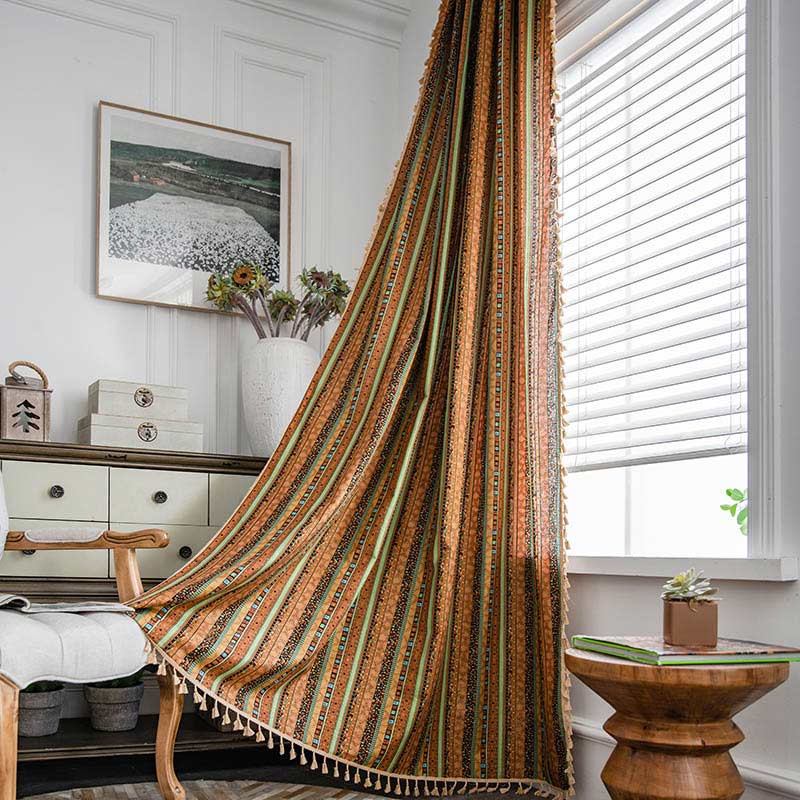 Boho Tassel Curtain | Cotton Blend | Semi-Blackout