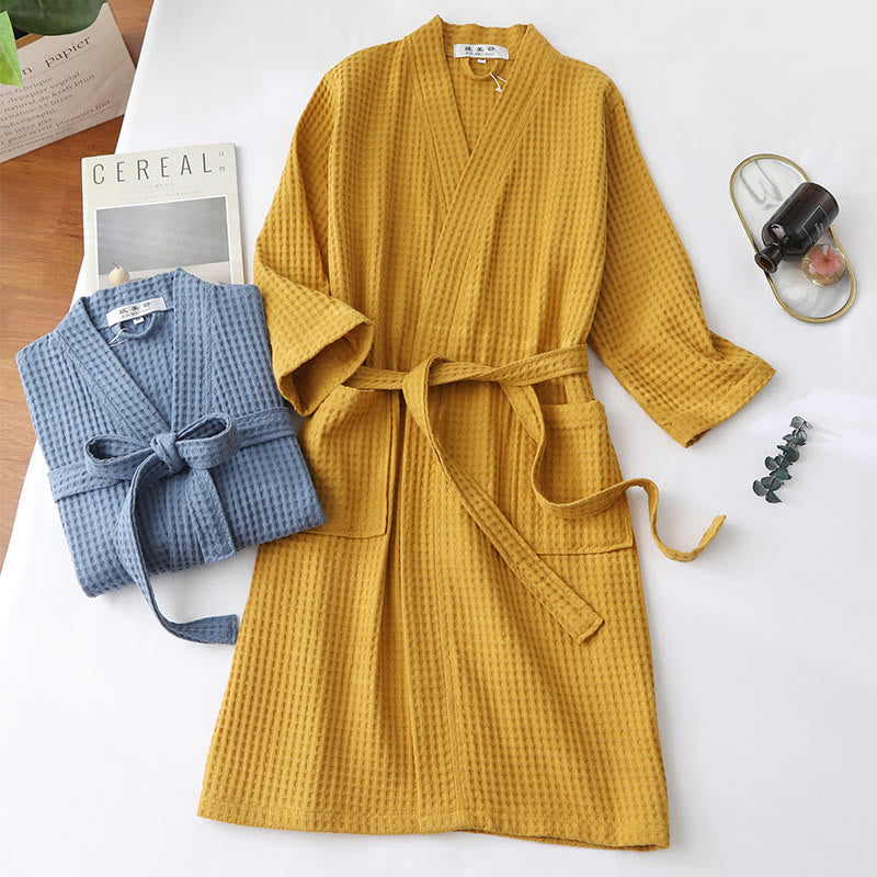 V-neck Bathrobe | 100% Pure Cotton | Unisex, Comfortable Fit