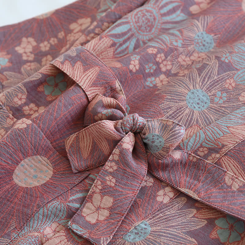 Floral Cotton Bathrobe | Loose-Fit Design | Comfortable Home Wear