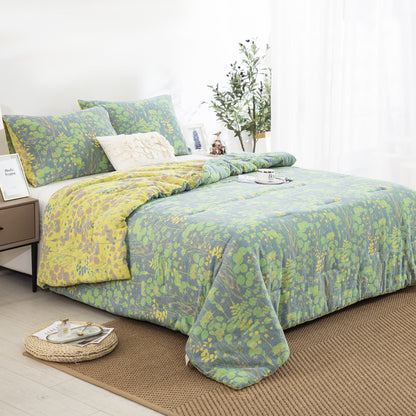 Cotton Gauze Bedding Set | Organic Cotton with Jacquard Weave | Includes Quilt & 2 Pillowcases