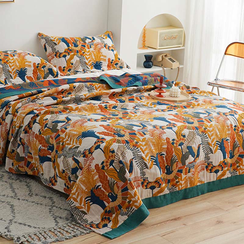 Reversible Cotton Quilt | Floral Design | Full, Queen, King Sizes