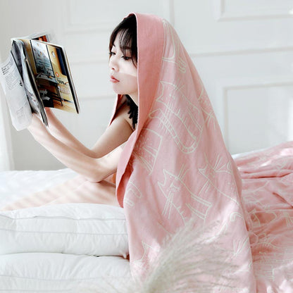 Cat Print Cotton Quilt | Reversible Design | Full/Queen Size