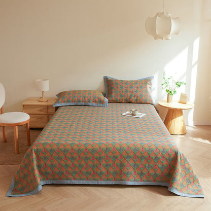 Cotton Gauze Quilt | Organic Cotton with Peacock Tail Design | Full/Queen Size Options