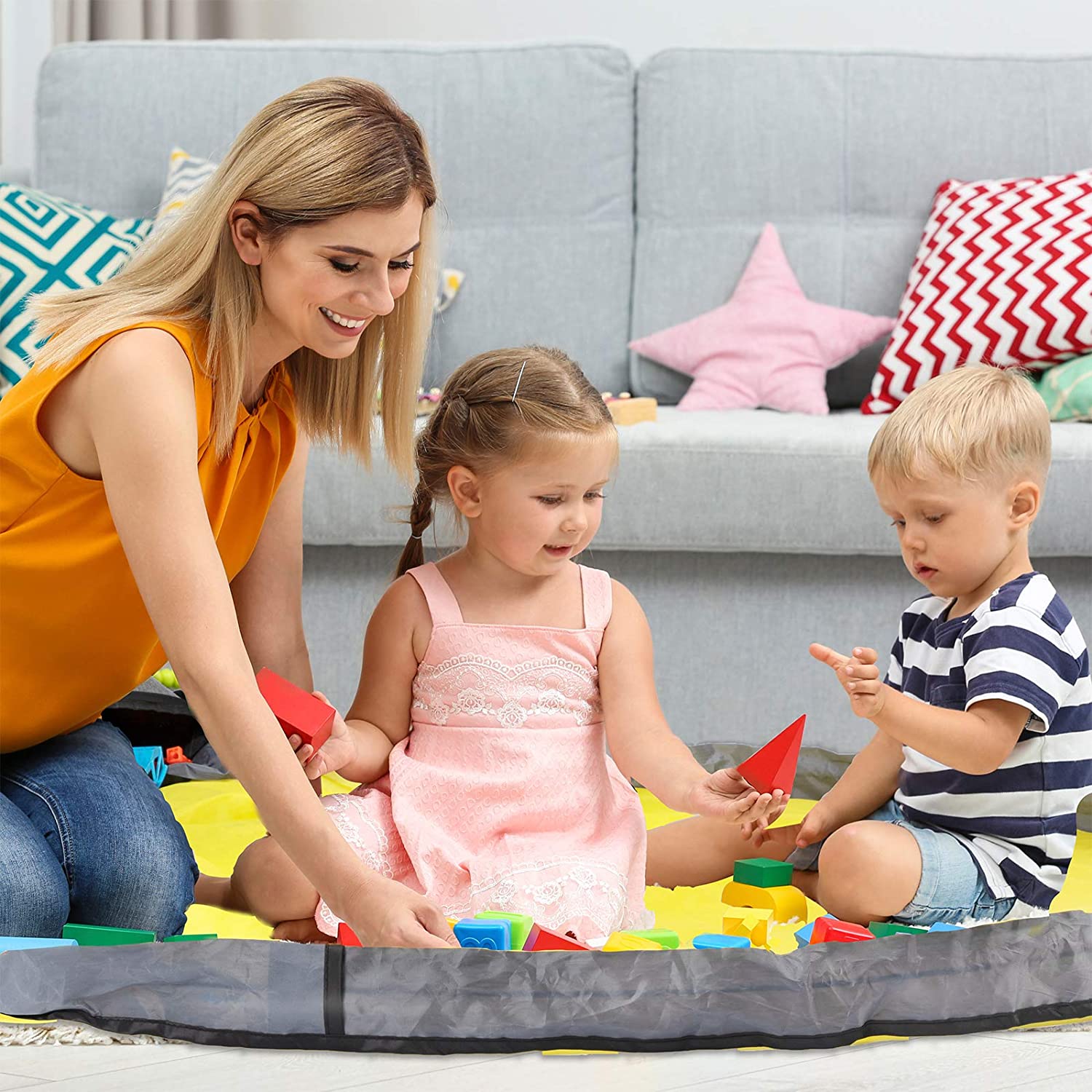 Collapsible Toy Storage Bag & Play Mat | Durable with Zipper Lid | 30 cm Diameter