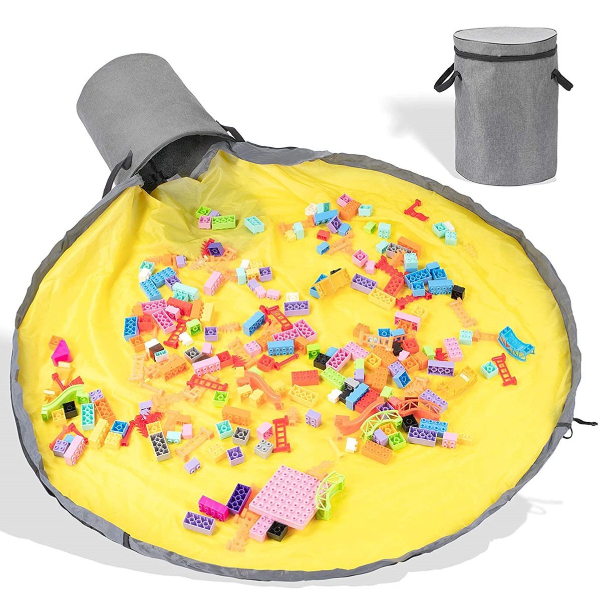 Collapsible Toy Storage Bag & Play Mat | Durable with Zipper Lid | 30 cm Diameter