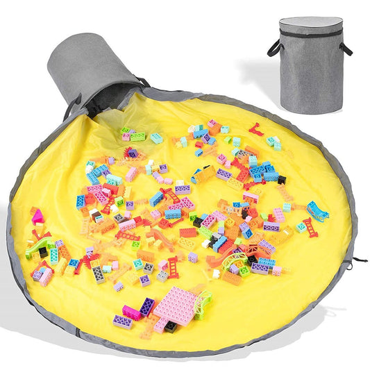 Collapsible Toy Storage Bag & Play Mat | Durable with Zipper Lid | 30 cm Diameter