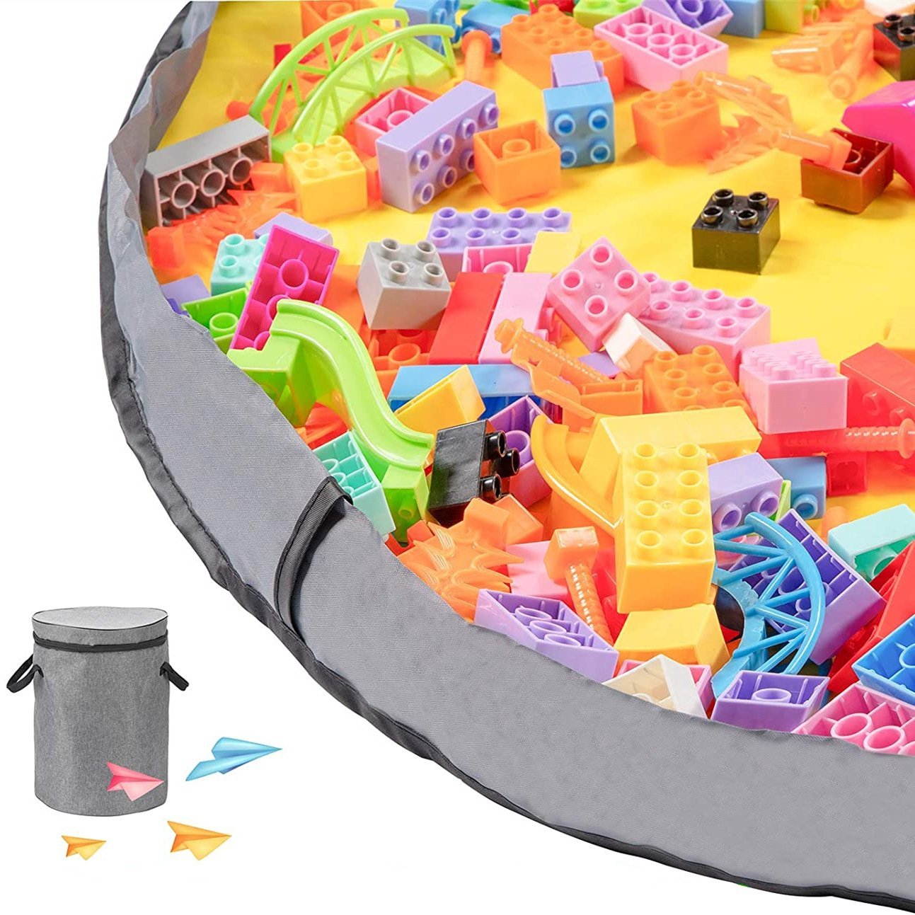 Collapsible Toy Storage Bag & Play Mat | Durable with Zipper Lid | 30 cm Diameter