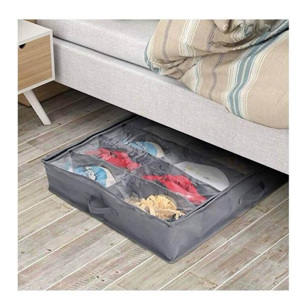 Under-Bed Shoe Storage Bags | Durable Zippered Organizer | 2 Pack, Fits 24 Pairs