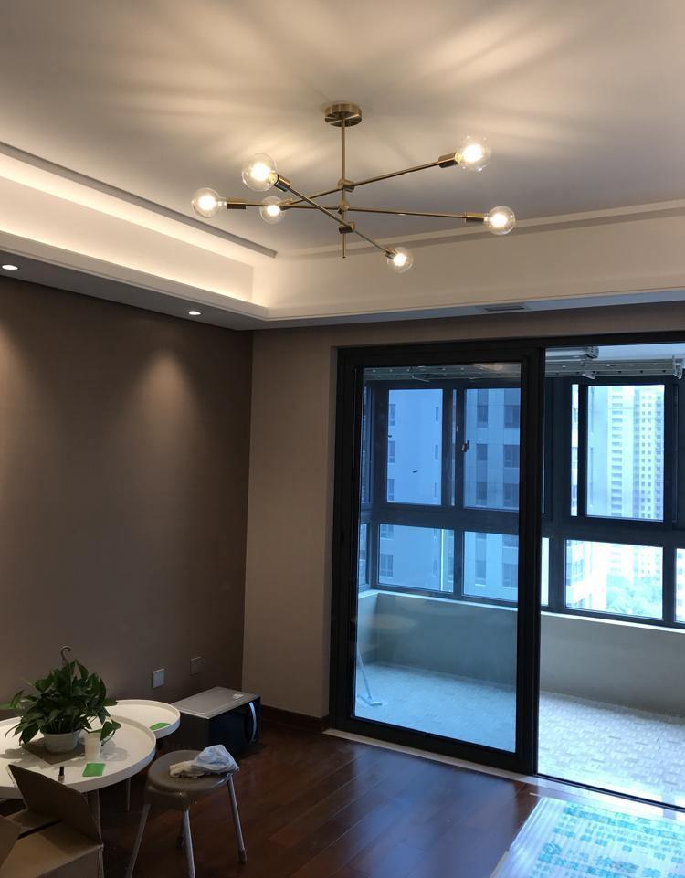 Mobile Chandelier | Patinated Brass & Opaline Glass | Black Finish