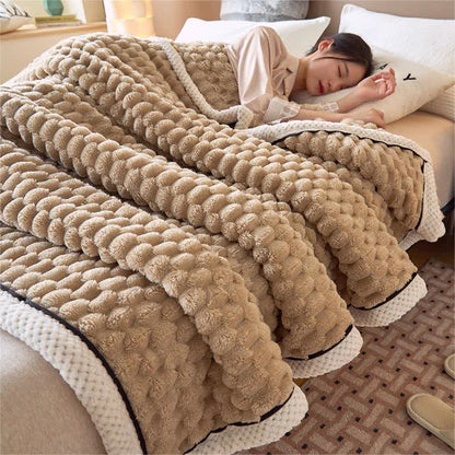 Thick Coral Fleece Throw Blanket | Reversible Polyester | Full/Queen Size
