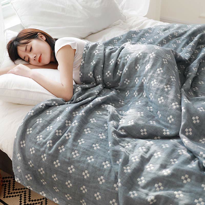 Mini White Plaid Quilt | 100% Organic Cotton | Lightweight Summer Bedding