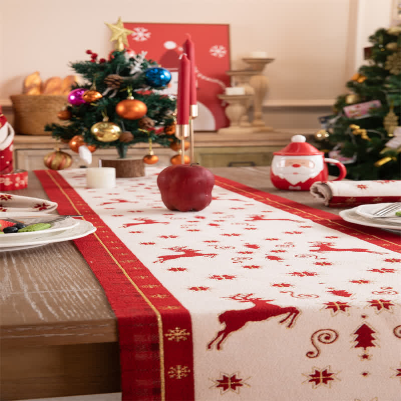 Christmas Tree Tassel Table Runner | Polyester | 14" x 55" to 14" x 118" Options