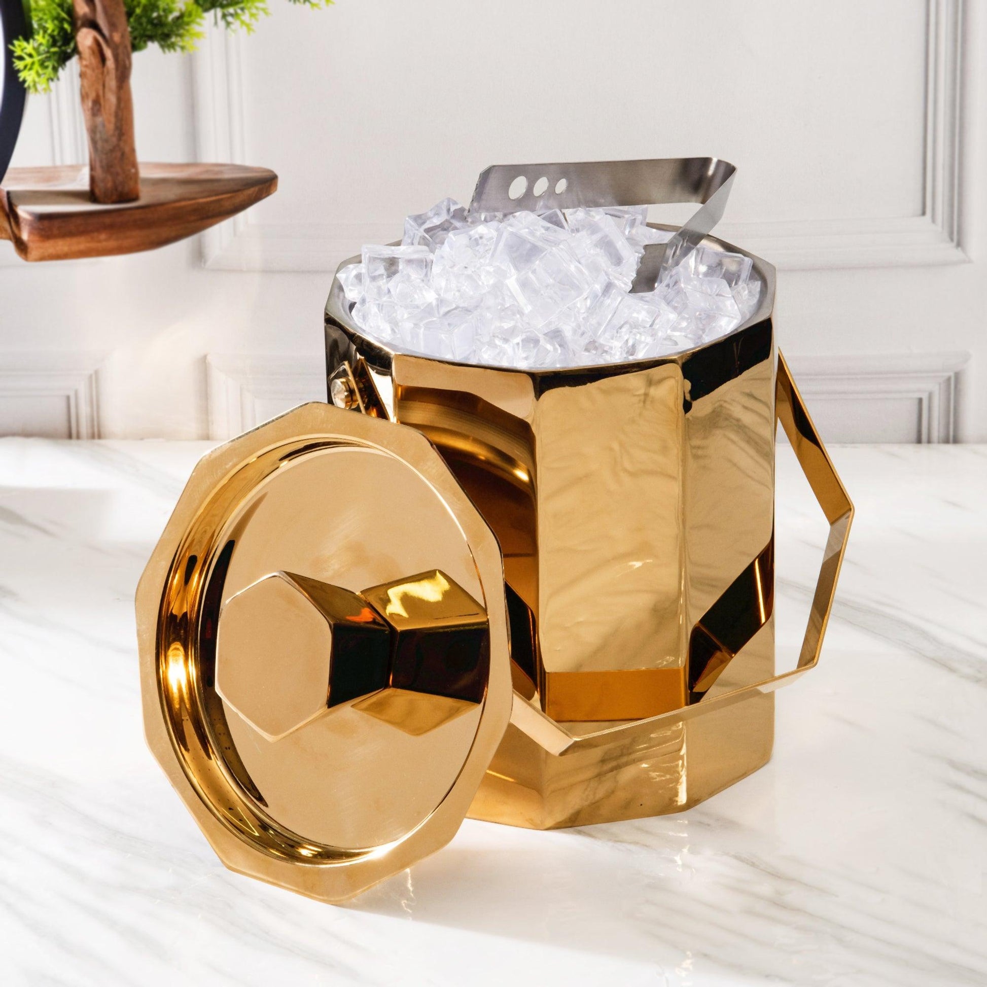 Hexagonal Ice Bucket | Steel | Silver, Gold, Rose Gold