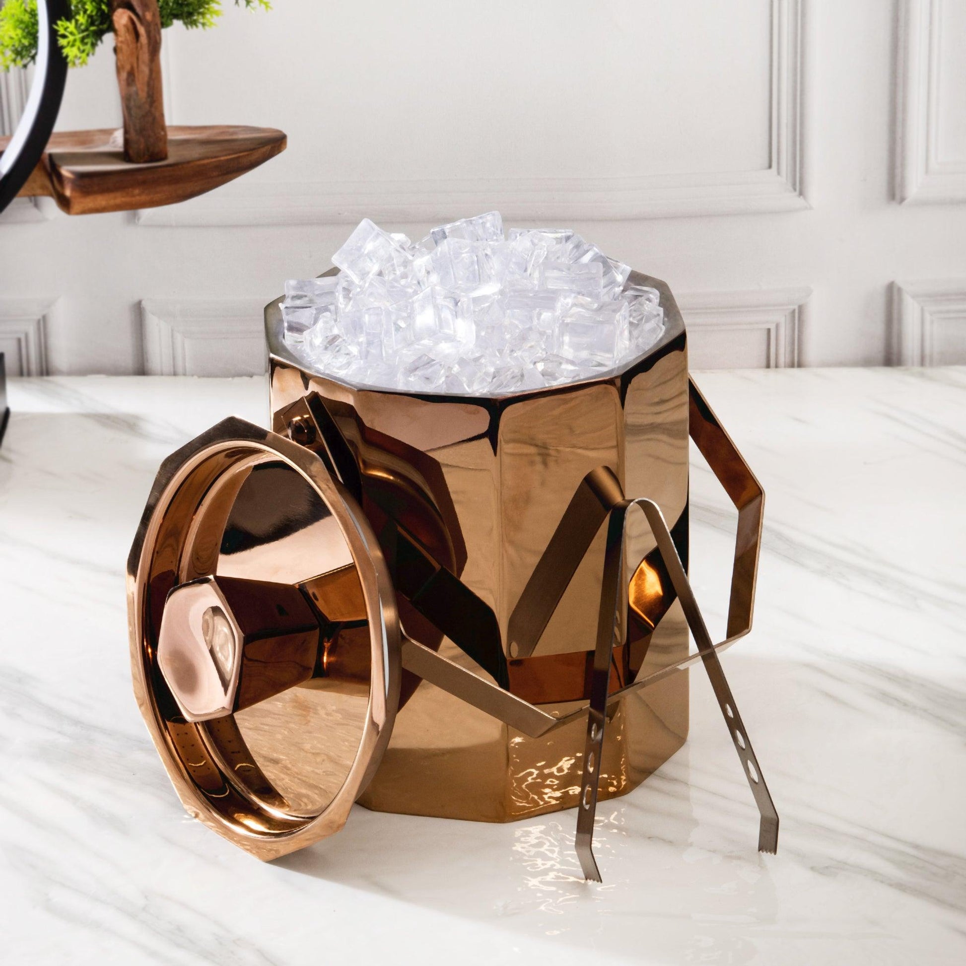Hexagonal Ice Bucket | Steel | Silver, Gold, Rose Gold