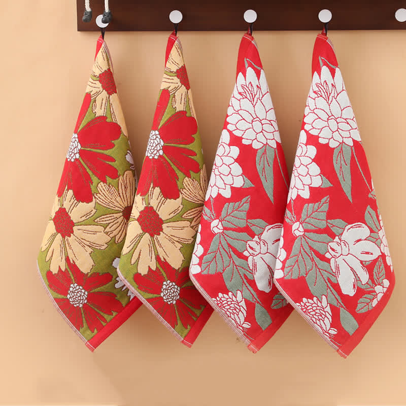 Hand Towels | Pure Cotton Floral Jacquard | Set of 2 or 4
