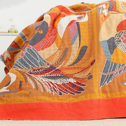 Toucan Bird Reversible Quilt | 100% Organic Cotton | Queen Size