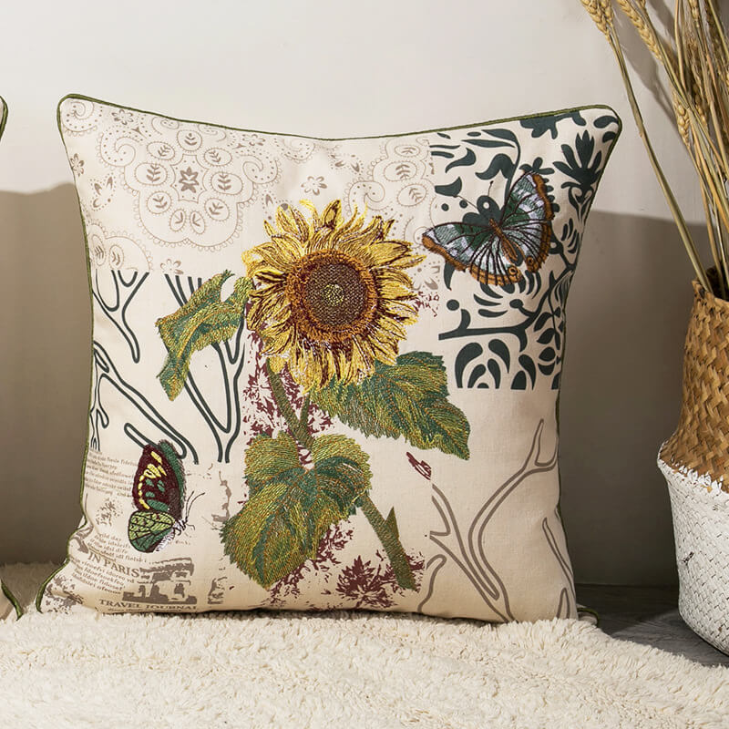 Vintage Flower Pillow Case | High-Quality Flax | Elegant Design