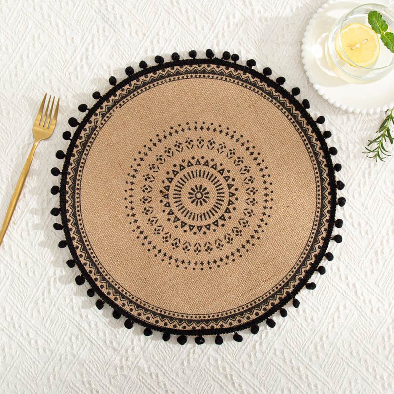 Table Mats | Woven Cotton Linen | Set of 3 | Black