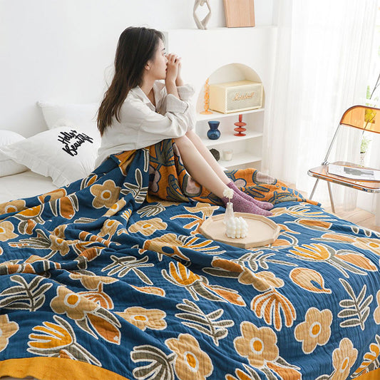 King Size Cotton Quilt | Flower Print | Double-Sided Design 90"x98"