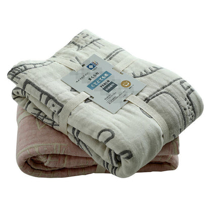 Cat Print Cotton Pillow Towels | Set of 2