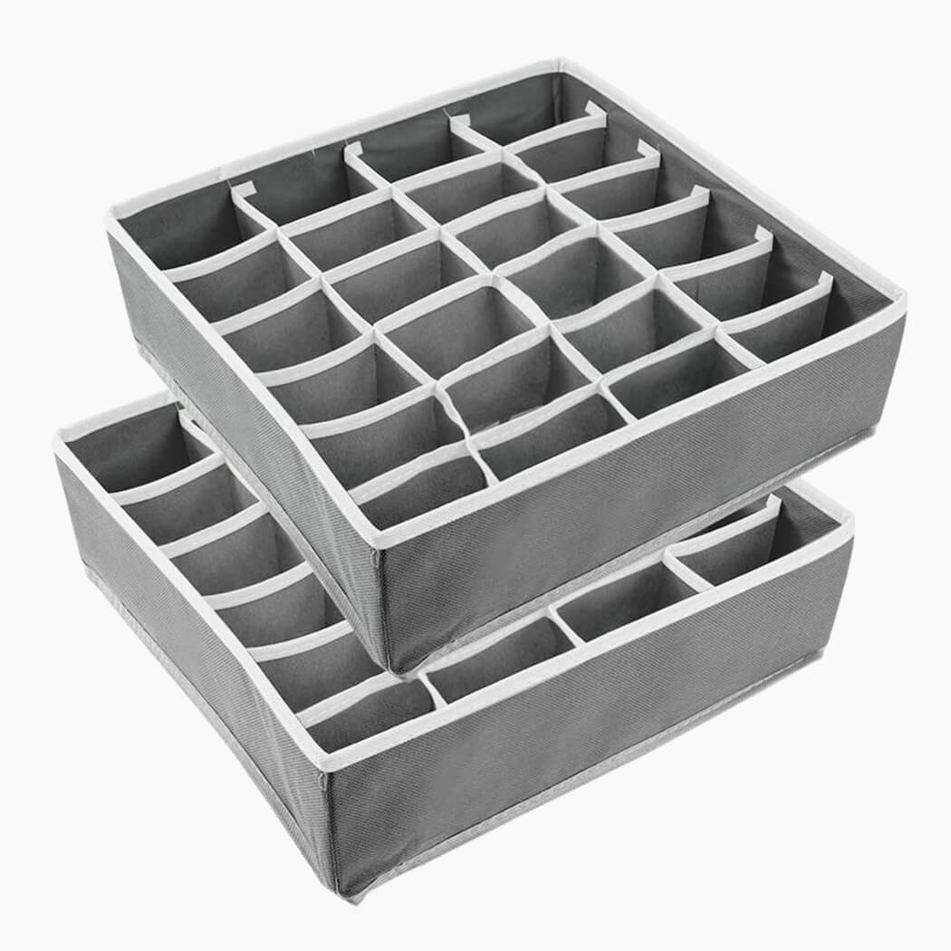 Drawer Organizers | Collapsible Storage Dividers | 24 Cell, 2 Pack, Beige