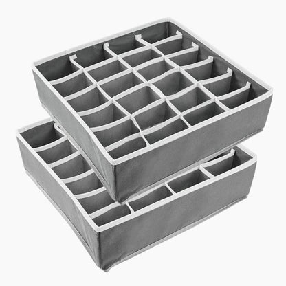 Drawer Organizers | Collapsible Storage Dividers | 24 Cell, 2 Pack, Beige