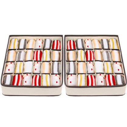 Drawer Organizers | Collapsible Storage Dividers | 24 Cell, 2 Pack, Beige