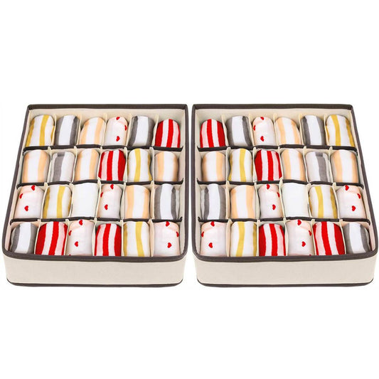 Drawer Organizers | Collapsible Storage Dividers | 24 Cell, 2 Pack, Beige
