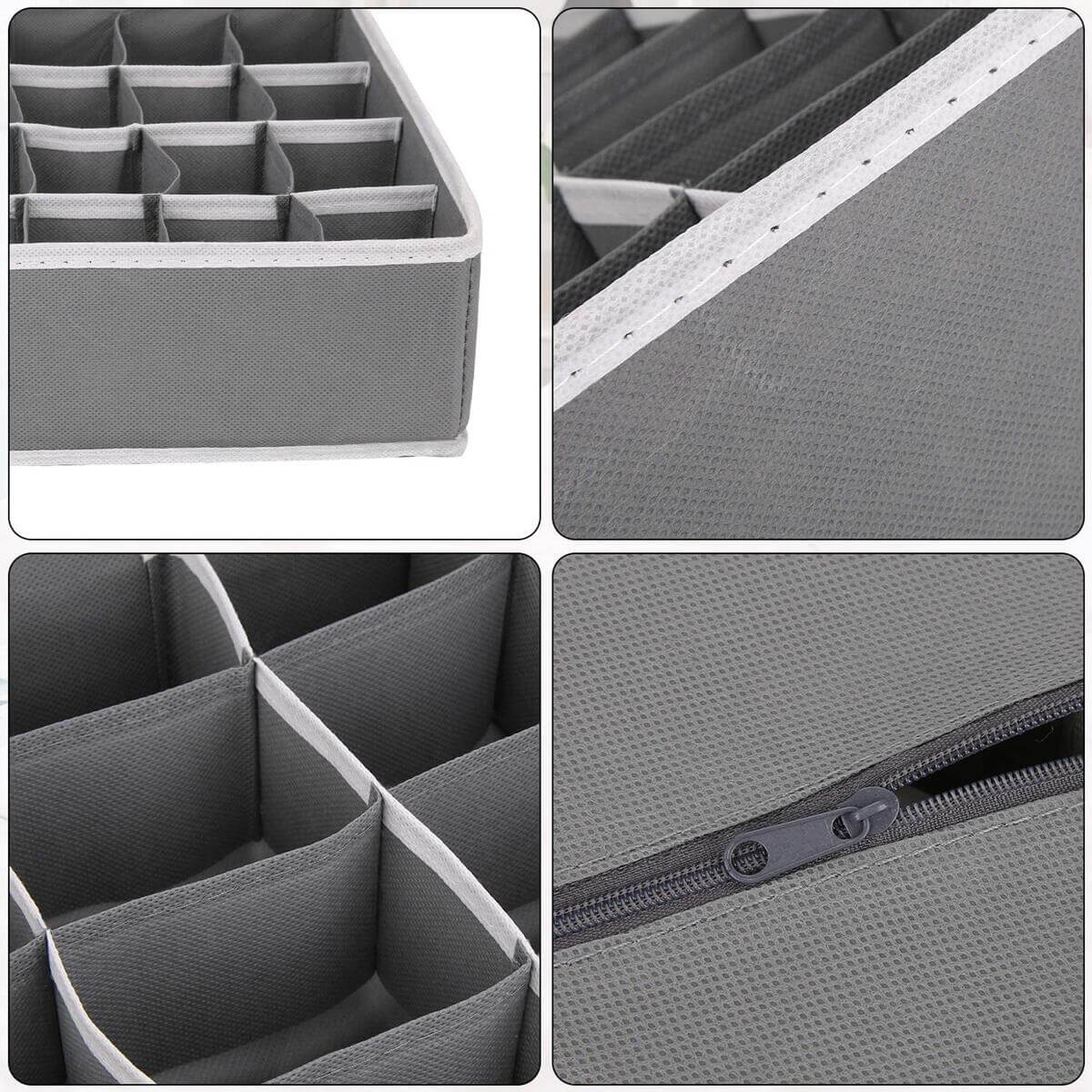 Drawer Organizers | Collapsible Storage Dividers | 24 Cell, 2 Pack, Beige