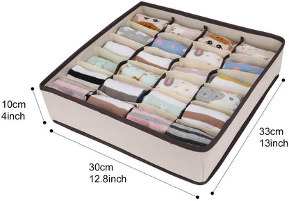 Drawer Organizers | Collapsible Storage Dividers | 24 Cell, 2 Pack, Beige