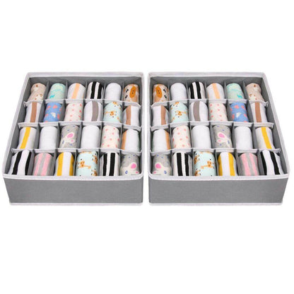 Drawer Organizers | Collapsible Storage Dividers | 24 Cell, 2 Pack, Beige