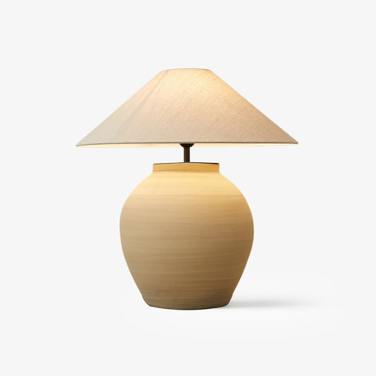 Tera Table Lamp | Handcrafted Terracotta | Beige and White