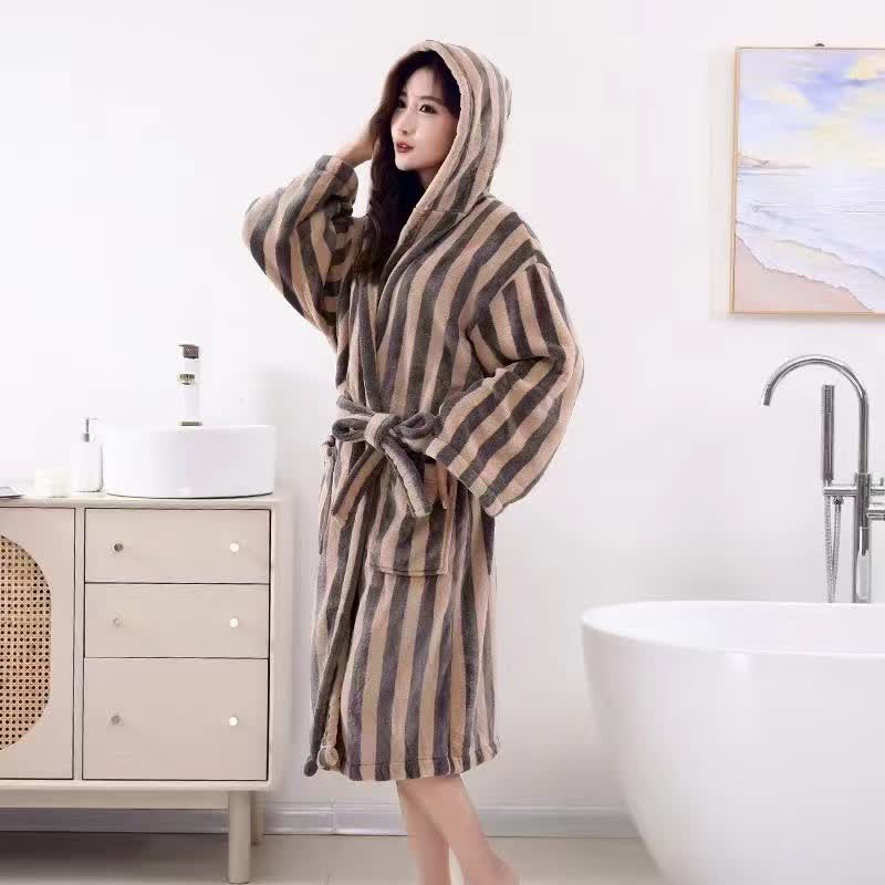 Hooded Bathrobe | Plush Microfiber Flannel | Cozy with Pockets