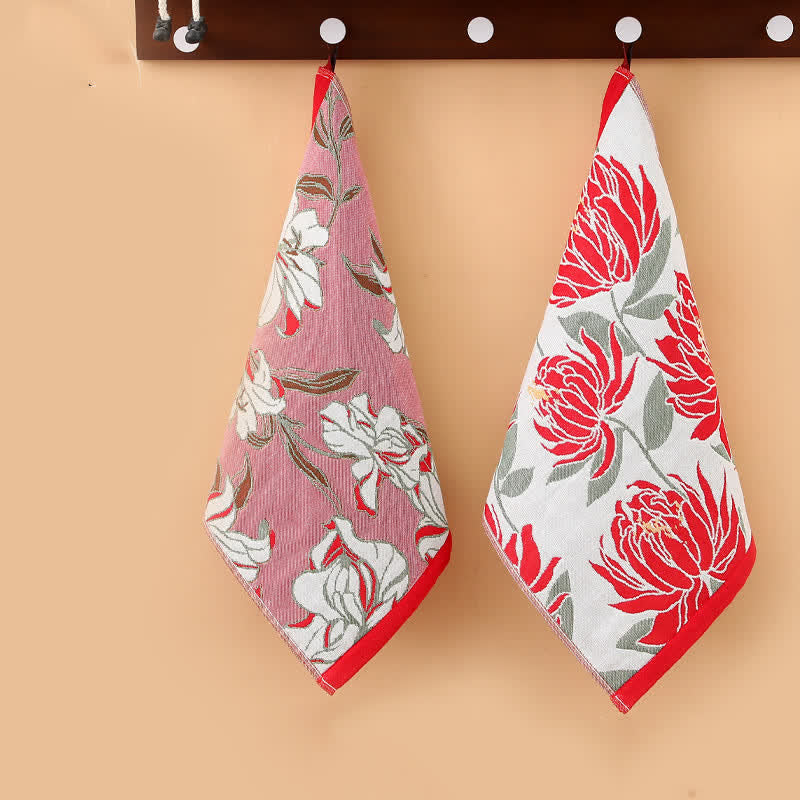 Hand Towels | Pure Cotton Floral Jacquard | Set of 2 or 4