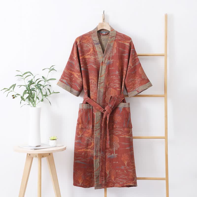 Cotton Gauze Bathrobe | Lightweight Pure Cotton | Natural Style