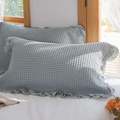 Cotton Pillowcases | Waffle Weave Ruffle | Set of 2